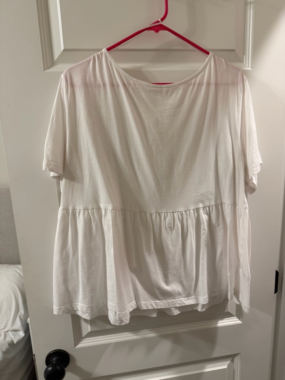 H&M White Short-Sleeve Peplum Blouse